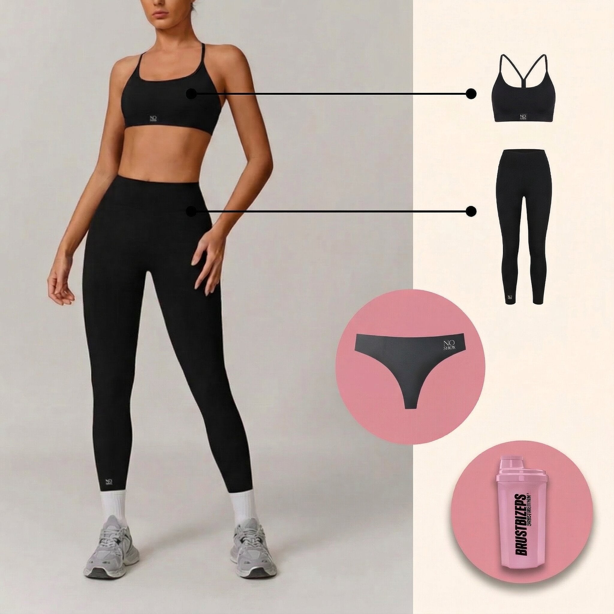 Set aus Leggings & Top + Gratis Unterwäsche + Gratis Shaker